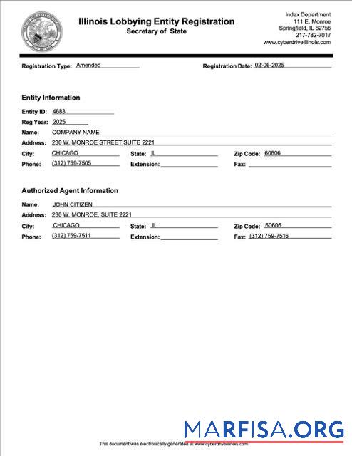 Downloadable USA Illinois registration certificate Word and PDF template